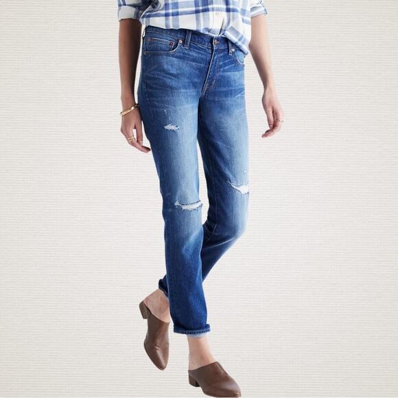Madewell Womens The Slim Boyjean 26 Brinville Wash: Rip and Repair Edition Basic - Picture 10 of 11